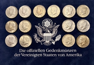 14 x USA Half Dollar Kennedy, Silbermünzen 1965 1966 1967 1968 1969