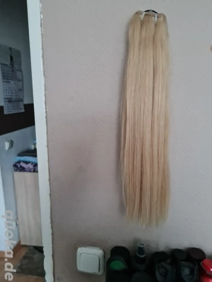  Russisches Echthaar tressen in Platinblond 50 cm 200gram