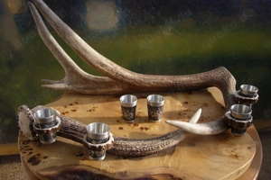 Jagdtrophäe, Tablett mit Hirschgeweih Originelles Tablett