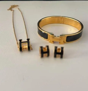 Herm s Pop Kollektion   Ohrringe   Armband   Halskette in Schwarz und Gold