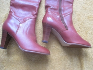 NEU Echt- Leder Langschaft High-Heels Stiefel Boots Salamander Gr. 38  5 cognac hell- braun Bild 2