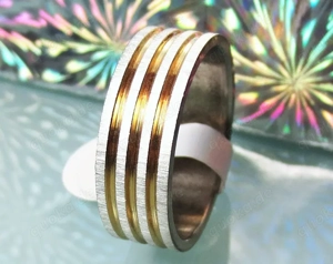 Ring Edelstahl eissilber bicolor Damen Herren NEU Bild 2