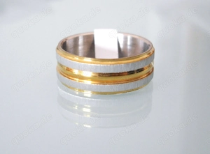 Ring Edelstahl eissilber bicolor Damen Herren NEU Bild 3