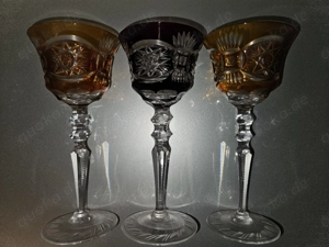 Antik! 3 schöne Überfang Römer Kristallgläser handgeschliffen TOP Zustand! Bild 6