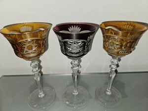 Antik! 3 schöne Überfang Römer Kristallgläser handgeschliffen TOP Zustand! Bild 7