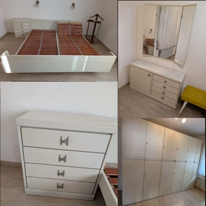 Schlafzimmer-Set (weiß) mit Kleiderschrank, 2 Kommoden, Doppelbett inkl. Lattenroste