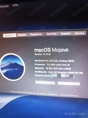 Apple MacBook Pro 13' Early 2011   MacOs Mojave Bild 2