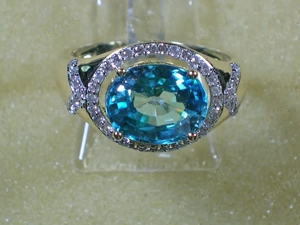 NEU: Traum-Ring Größe 17   53,5 585 Gold mit Zirkon blau + weiß