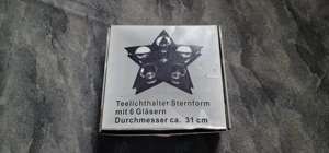 Teelichthalter Sternform mit 6 Gläsern - Guter Zustand Bild 2