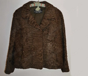 Echter Pelz braune gelockte Damen-Pelzjacke gut erhalten