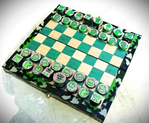 Militär Schachspiel Einmalig Camouflage Muster Schachfiguren Reiseschachbrett Schachbrett Holz Chess