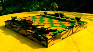 Militär Schachspiel Camouflage Muster Schachfiguren Reiseschachbrett Schachbrett Holz Chess Bild 7