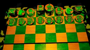 Militär Schachspiel Camouflage Muster Schachfiguren Reiseschachbrett Schachbrett Holz Chess Bild 5