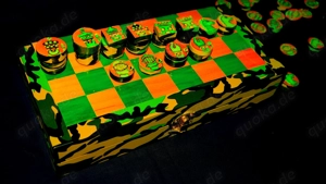 Militär Schachspiel Camouflage Muster Schachfiguren Reiseschachbrett Schachbrett Holz Chess Bild 2