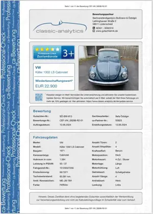 Volkswagen Käfer 1302 LS Cabrio