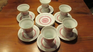 6 Rüdesheimer Tassen Teller Heinrich Porzellan 60er Jahre