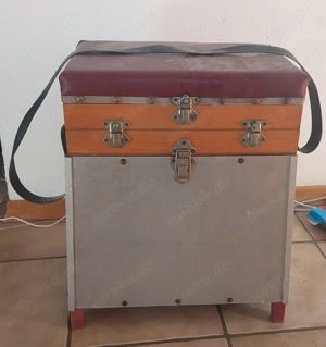 Angelkoffer (Holz, Alu, mit Sitzpolster