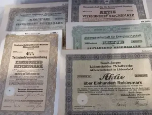 315 hist. Wertpapiere, entwertet 5 diverse