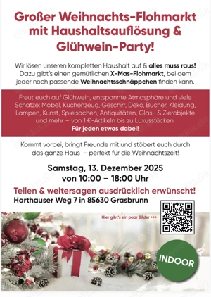 Großer Weihnachts-Flohmarkt mit Haushaltsauflösung & Glühwein-Party!