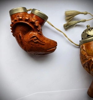 Jägerpfeife Widderkopf Steinbock Hirsch Horn Pfeife Signiert