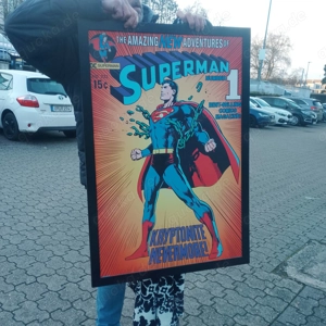 Verkaufe gerahmten Kunstdruck Superman Comic