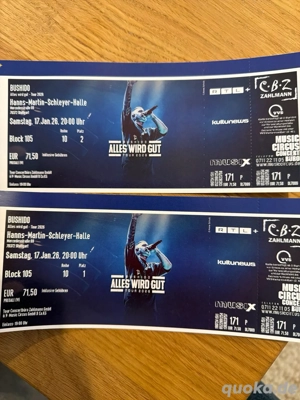 2 x Bushido Konzert Karten Stuttgart 17.01.26 