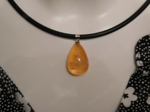 Halskette Gelb Tropfen mit Kautschuk band 3mm