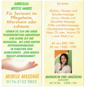 Wellnessmassage für Senioren im Pflegeeinrichtungen oder zuhause Bild 3
