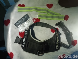 Hunde kraftgeschirr Brustgeschirr mit griff L + 4 klettsticker, Gürtel reflekt  -Set