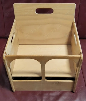 Tragbarer Kindersitz aus Holz   Sitz & Transportkiste, Montessori Waldorf 