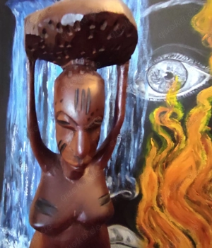 Vintage aus den 50er Jahre - Tribal oder etische Kunst - Afrikanische Figur einer Frau aus Hartholz 