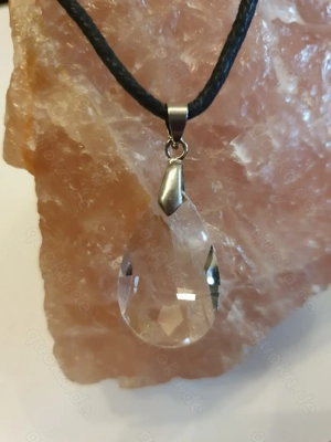 Tropfen Kristall Kette Anhänger Schwarz Silber Klar