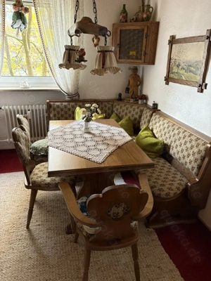 Eckbank Bauernstube Tisch und 3 Stühle (ohne Deko) Eiche 