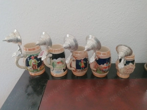 Bierkrüge aus Stein und DGBM Neusilber-Deckel Bild 2