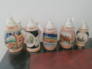 Bierkrüge aus Stein und DGBM Neusilber-Deckel