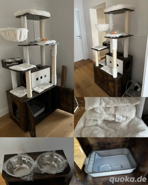 Katzenbaum + Katzentoilette + Futterstation (All-in-One), neu!