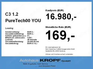Citroen C3 1.2 PureTech00 YOU Turbo HUD SpurH PDC Bild 2