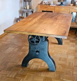  Massivholz Esstisch 180x100cm Eiche Metallgestell Industrielook