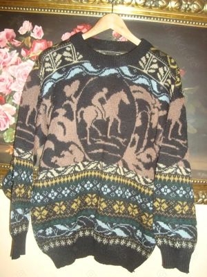 Vintage Pullover mit Reitermotiv Gr.38 40