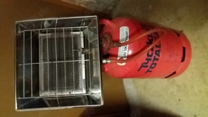 Gasheizstrahler vercromter Reflektor Flaschenhalterung m. Druckminderer