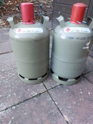 2 Stck Propangasflaschen grau Stahl leer