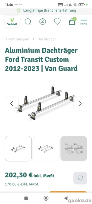 Dachträger passend für Ford Tourneo Custom 