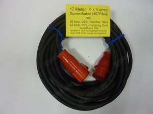 Verlängerungskabel - 17 Meter   5x4qmm - mit 32Amp. Stecker und Kupplung