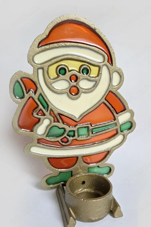 Teelichthalter Kerzenhalter Nikolaus Windlichtständer Tiffany-Art 17cm 80er  