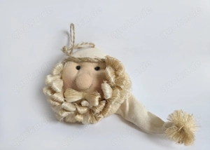 Nikolaus-Santakopf Weihnachtsmann Aufhänger Wichtel Stoff Zipfelmütze 10x11 groß 70er 