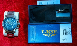 LIGE Chronograph Armbanduhr   3 ATM wasserdicht   Datum & Tag Bild 3