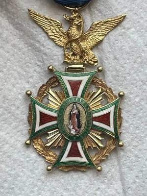 ORDEN VON GUADALUPE Originales Ritterkreuz vom 2. Typ. (1853- Mexiko Gold RRRar