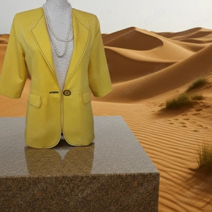 Gelbe Frau Jacke in Organic Cotton Handworking 