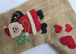 Nikolausstiefel Weihnachtsstiefel zum Befüllen Jute Filz beklebt 29x21cm 80er