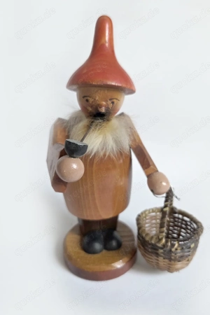 Räuchermann Wichtel Zwerg Pfeife roter Hut naturfarben Erzgebirge 17cm